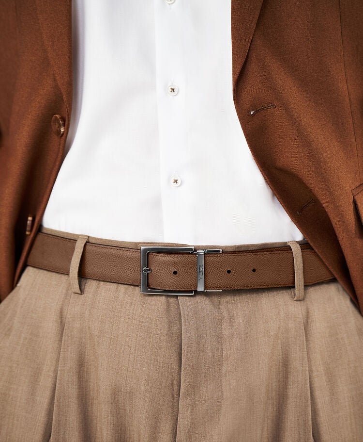 TUMI BELTS Rectangle Reversible Saffiano Belt 35mm  hi-res | TUMI